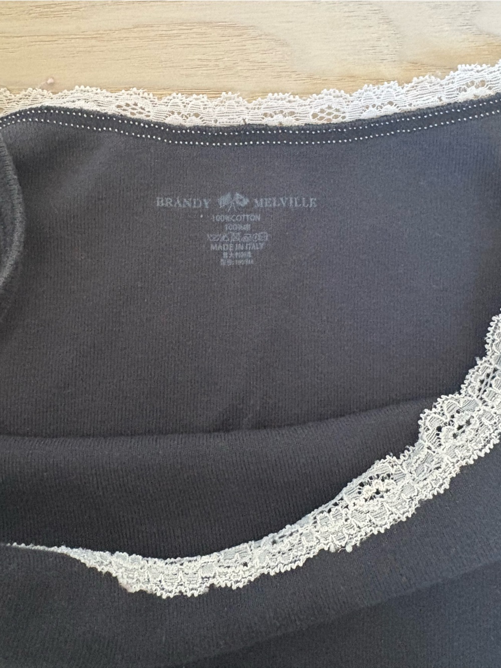 Brandy Melville Black tank top with White lace - Picture 3 of 3